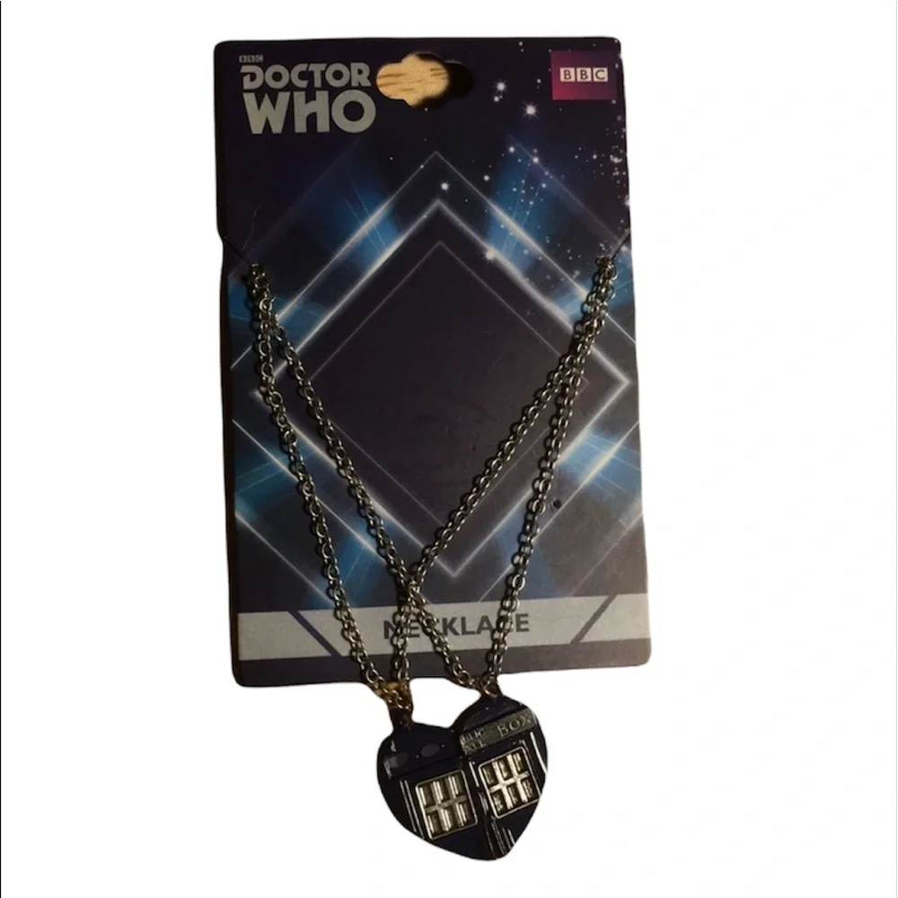 NWT Doctor Who: Matching Blue Heart Box Necklaces